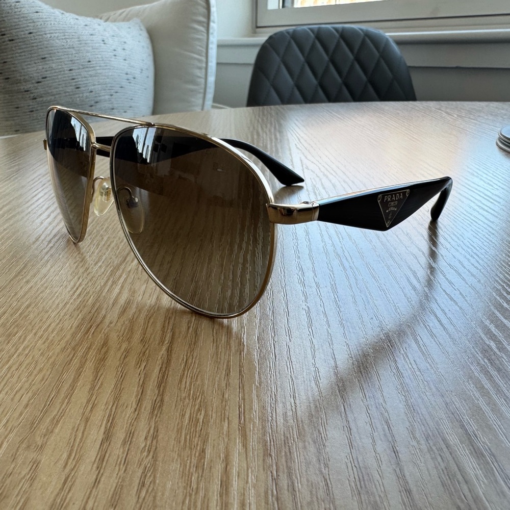 Prada Brown and Black Aviator Sunglasses (Barely Used)